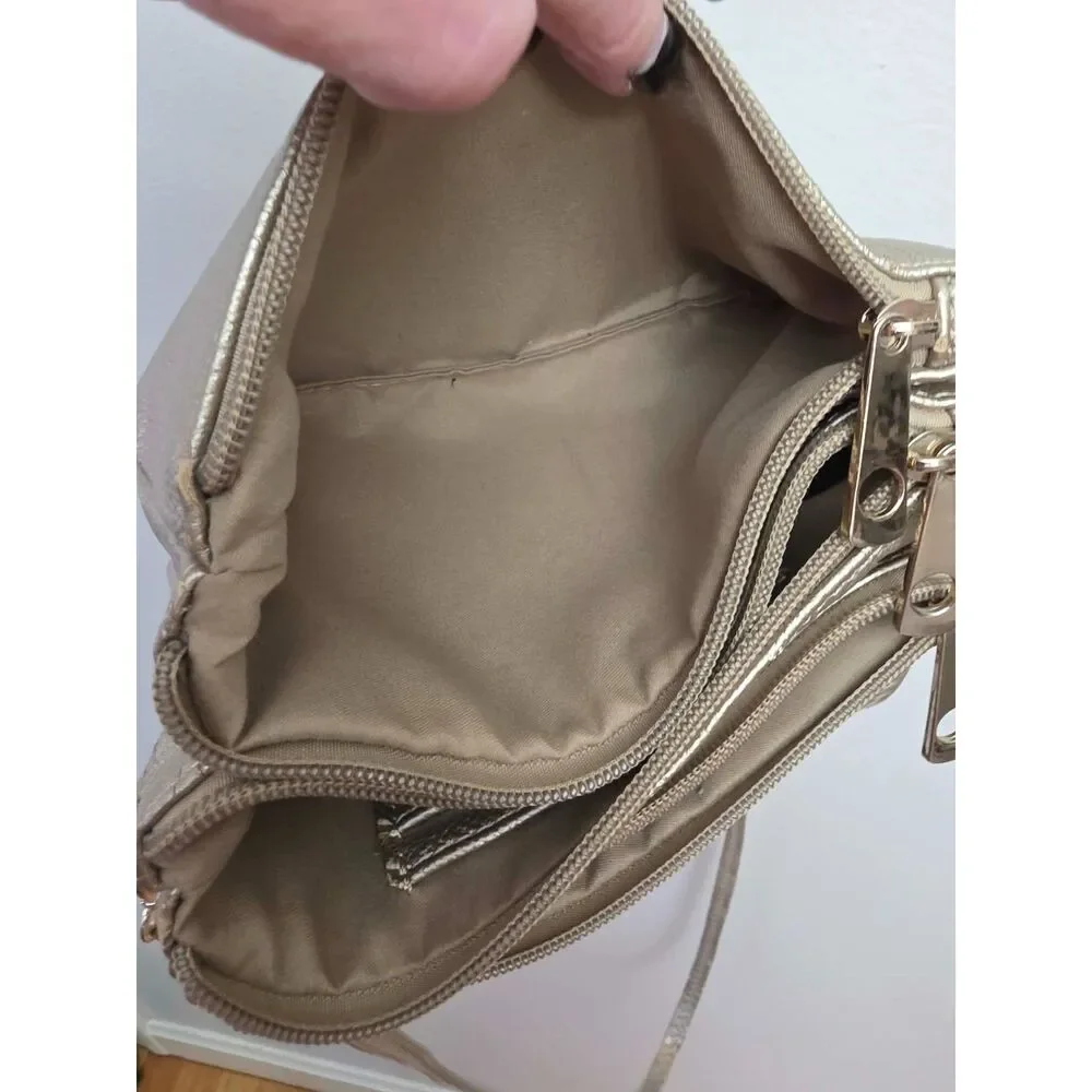 Michael Kors Metallic Gold Double Zip Crossbody Bag